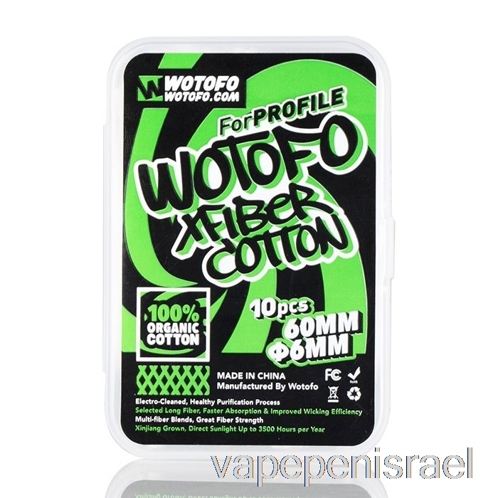 חד פעמי Vape Israel Wotofo Xfiber כותנה Xfiber כותנה 6 מ"מ (10 יחידות)